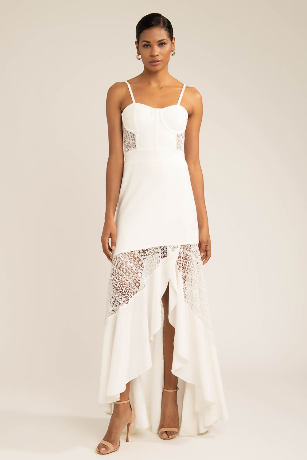 Vestido longo tela scape off white