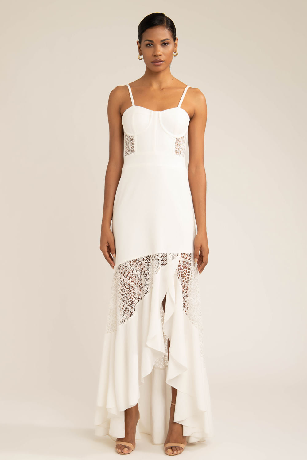 Vestido longo tela scape off white