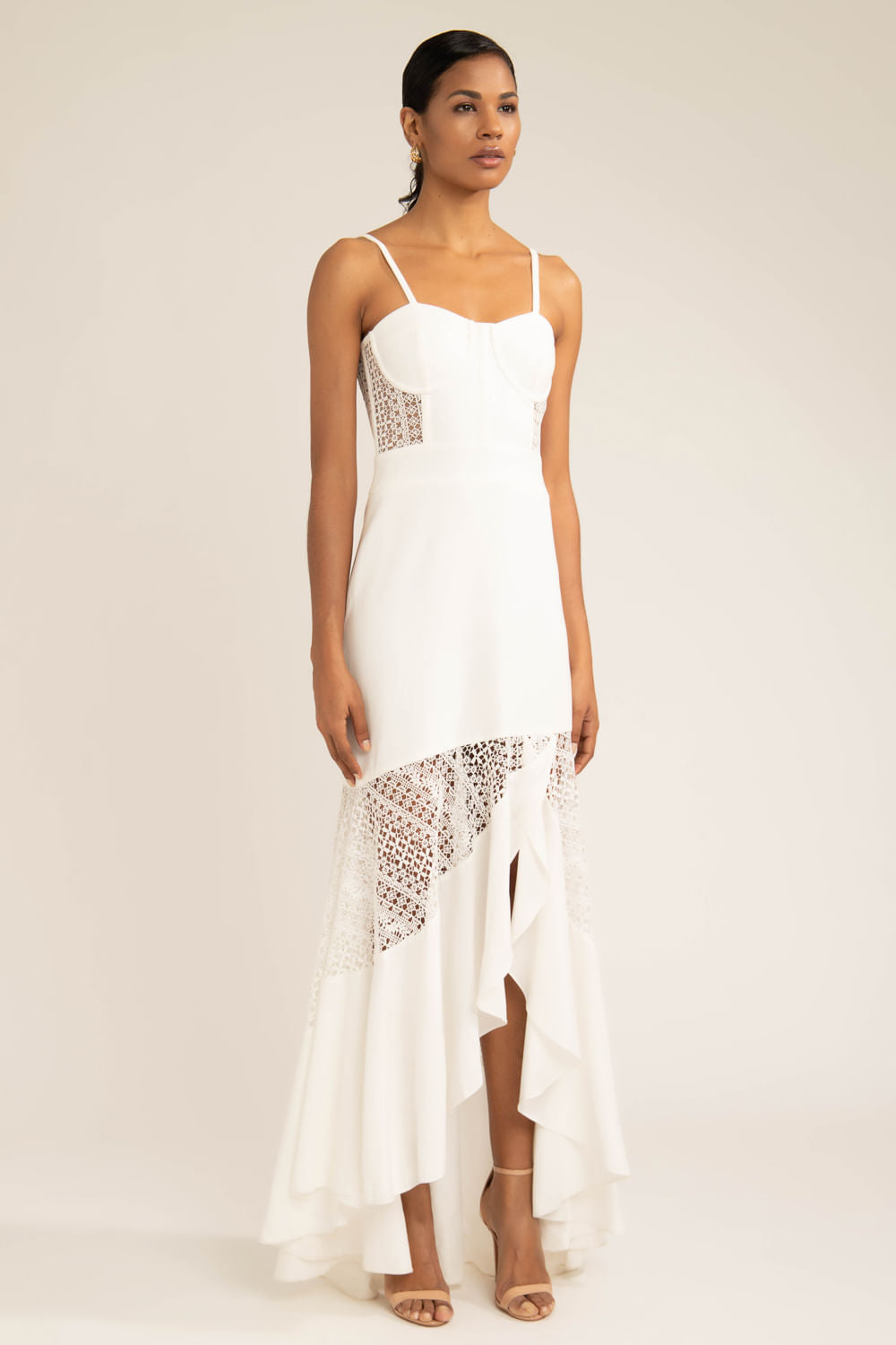 Vestido longo tela scape off white
