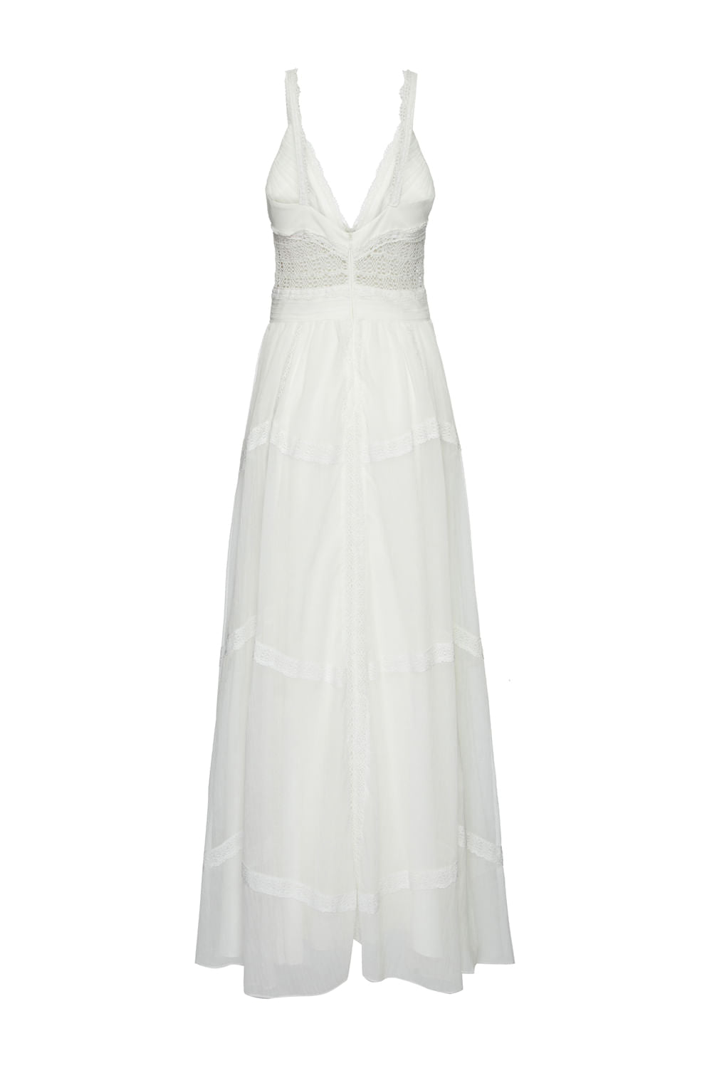 VESTIDO LONGO ENTREMEIO SILKY PLISSÊ OFF WHITE