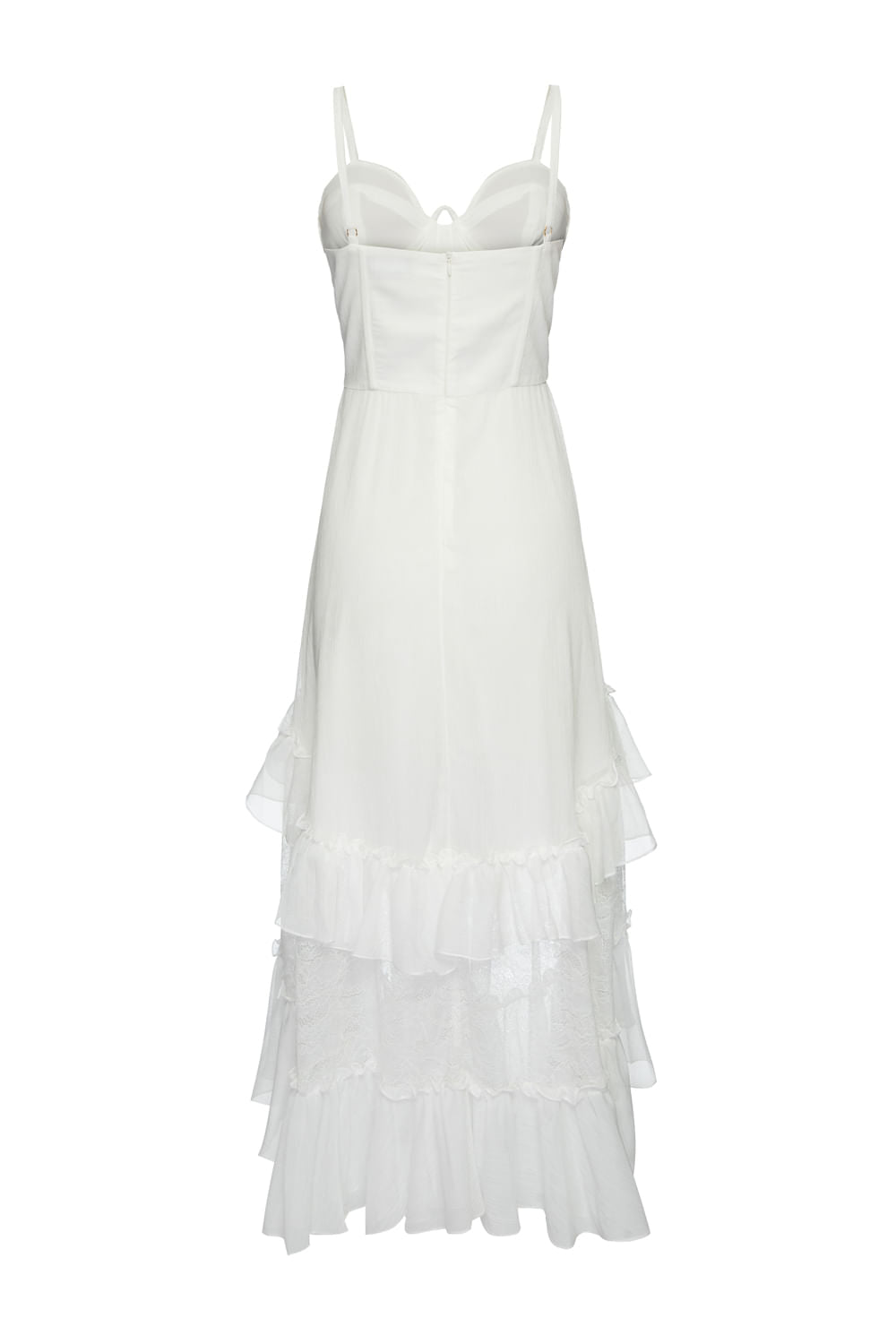 VESTIDO LONGO CORSET SILKY PLISSÊ OFF WHITE