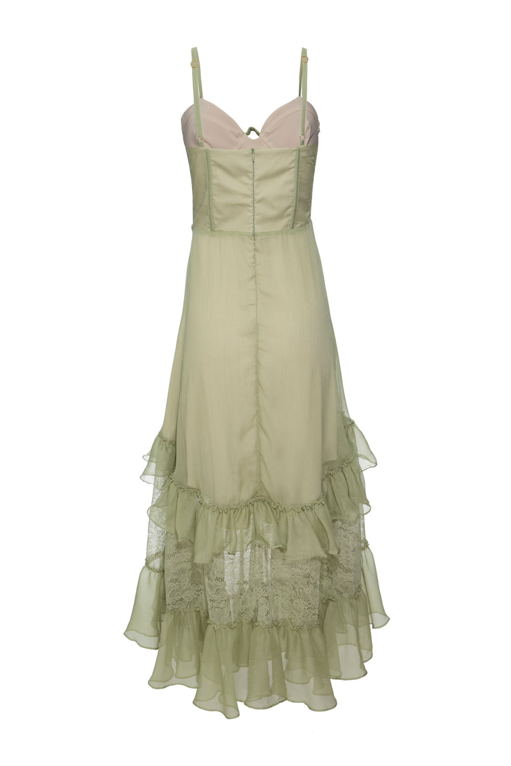 Vestido longo corset silky plissê verde