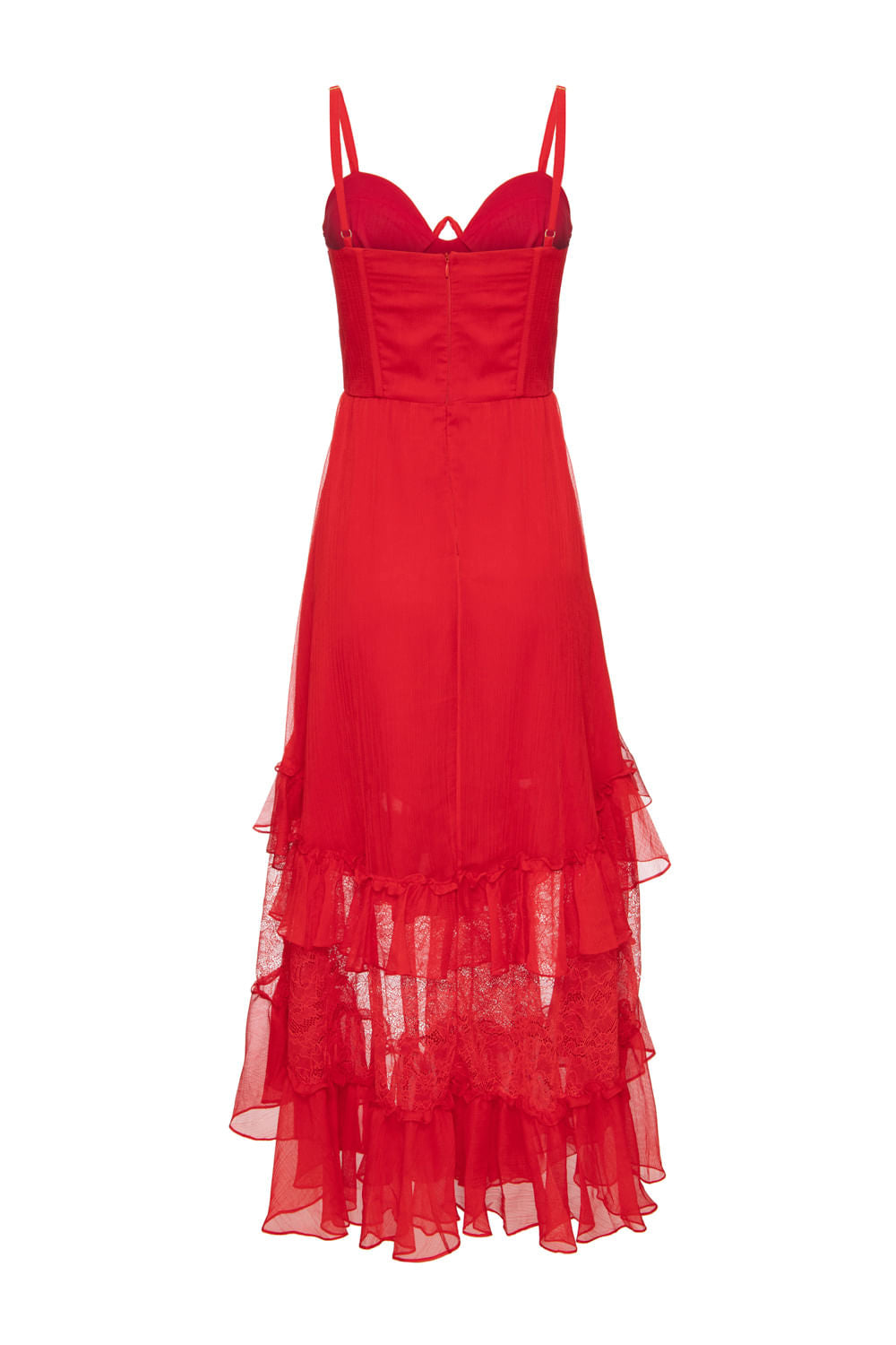 VESTIDO LONGO CORSET SILKY PLISSÊ VERMELHO