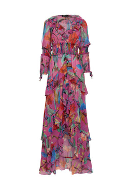 Vestido longo lastéx zamia rosa