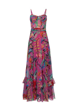 Vestido longo corset zamia rosa
