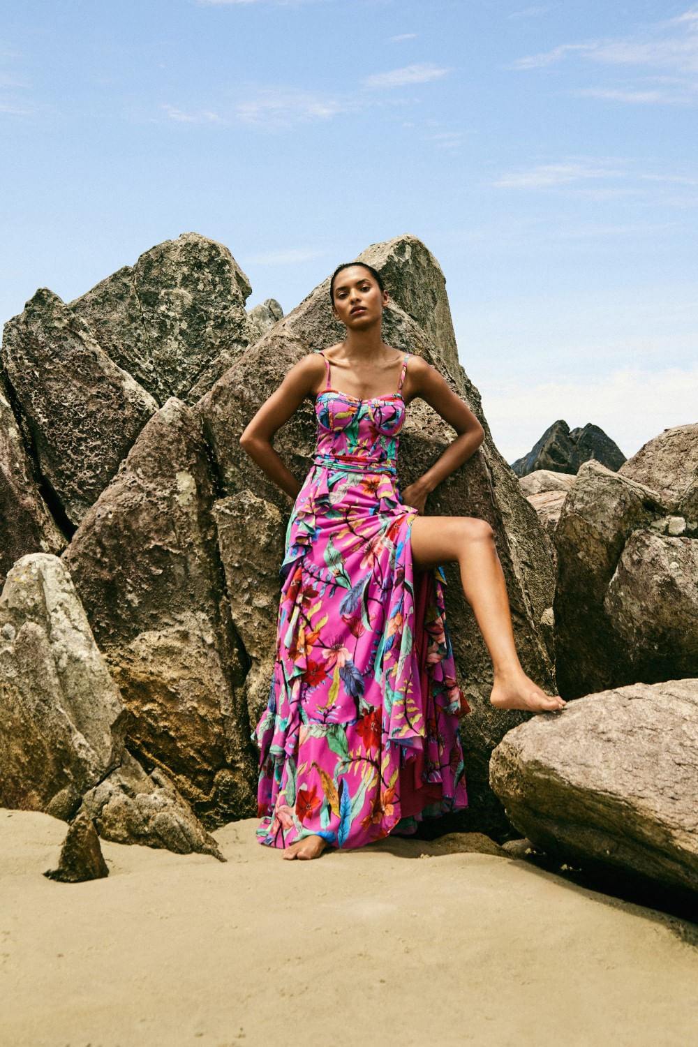 Vestido longo corset zamia rosa