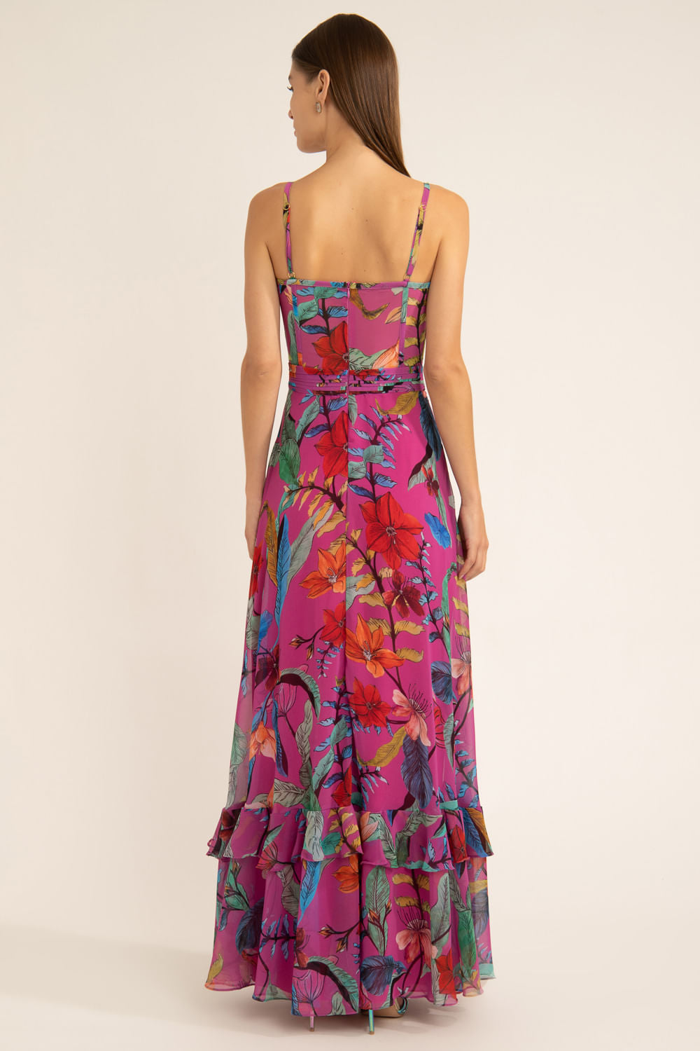 Vestido longo corset zamia rosa