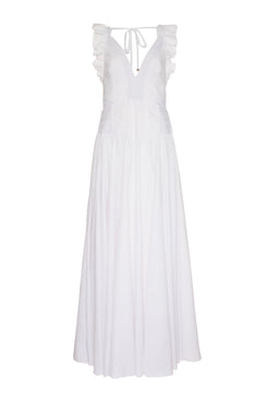 Vestido longo babado soft 60's branco