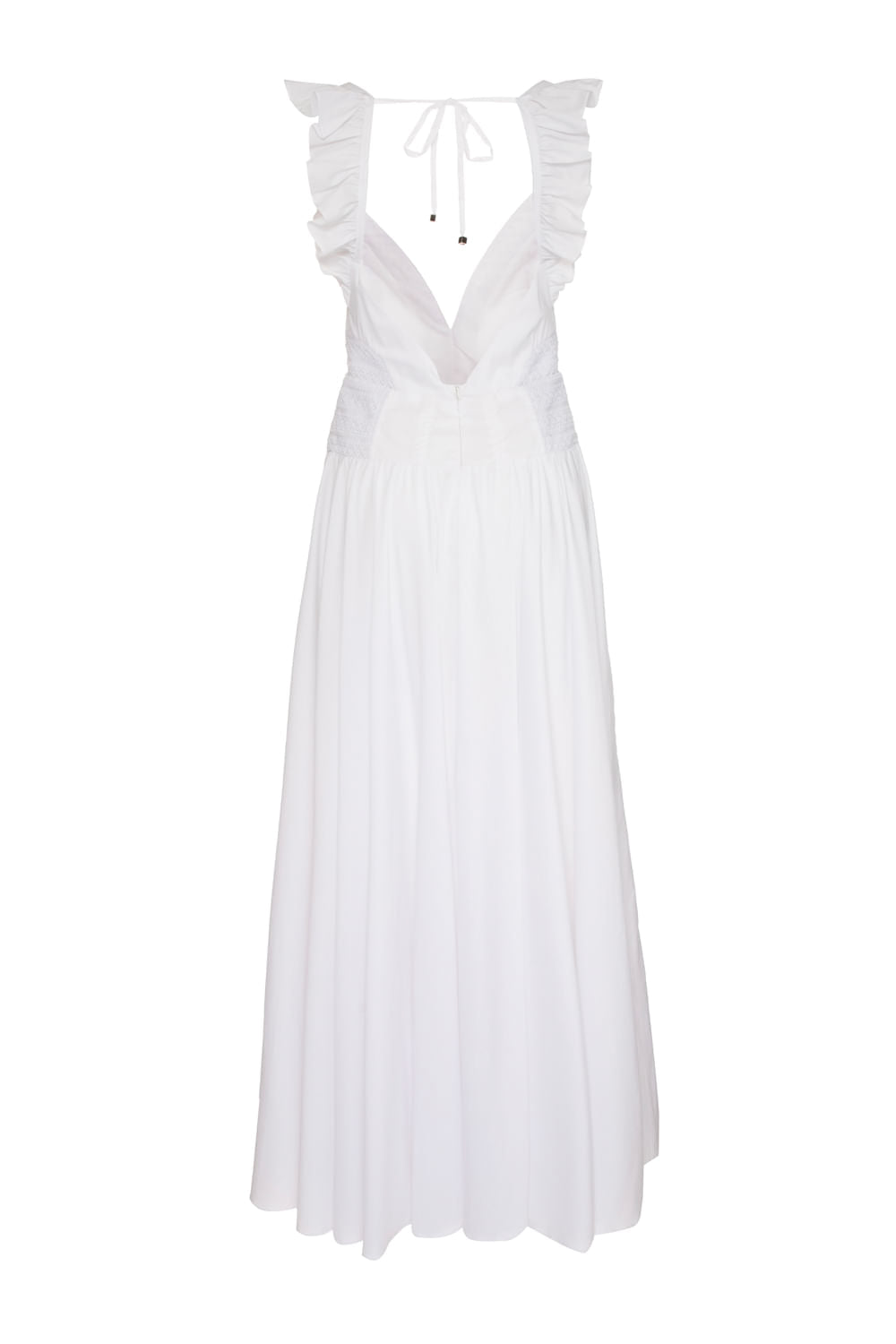 VESTIDO LONGO BABADO SOFT 60'S BRANCO