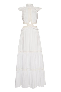 Vestido longo recortes soft 60's branco