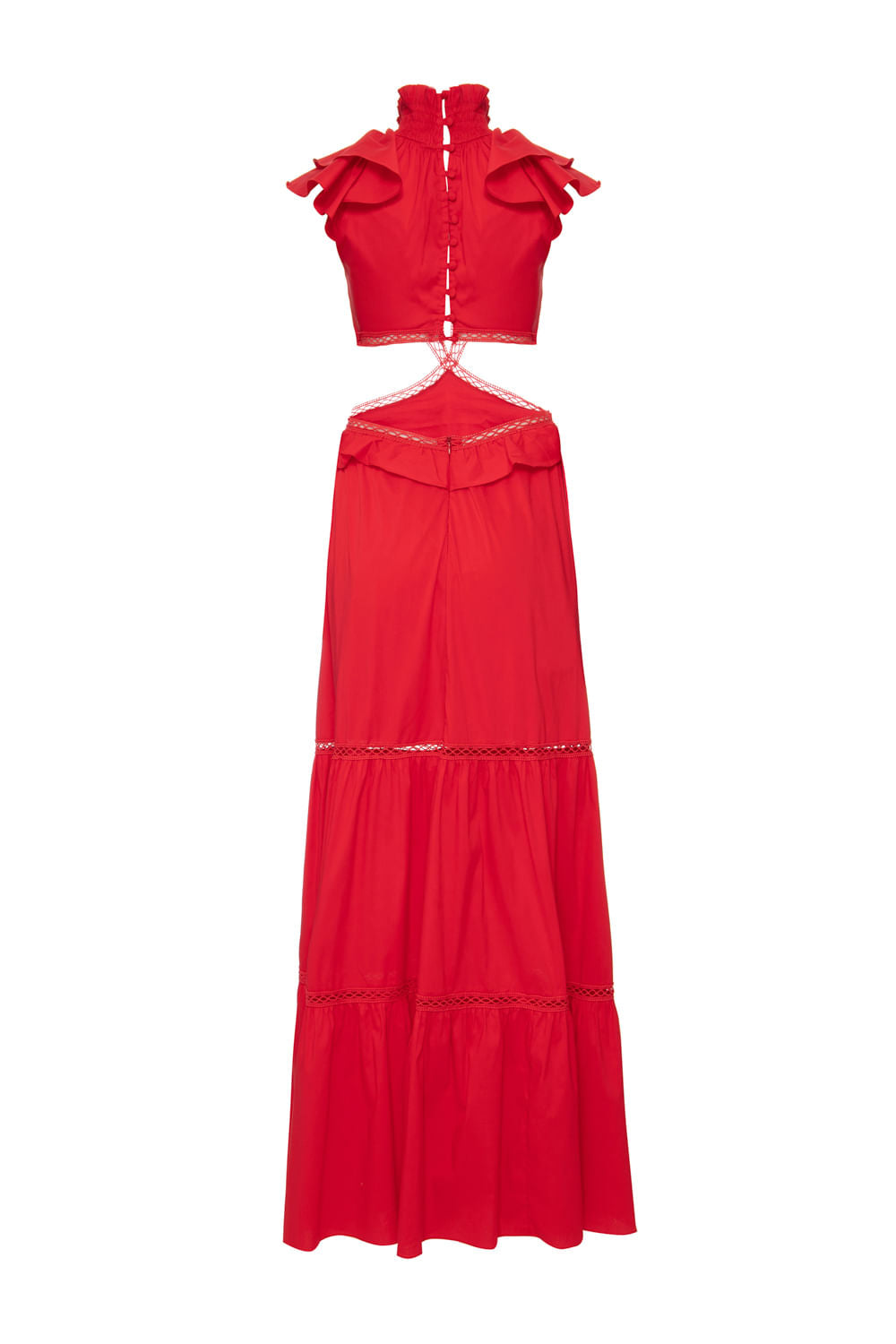 VESTIDO LONGO RECORTES SOFT 60'S VERMELHO