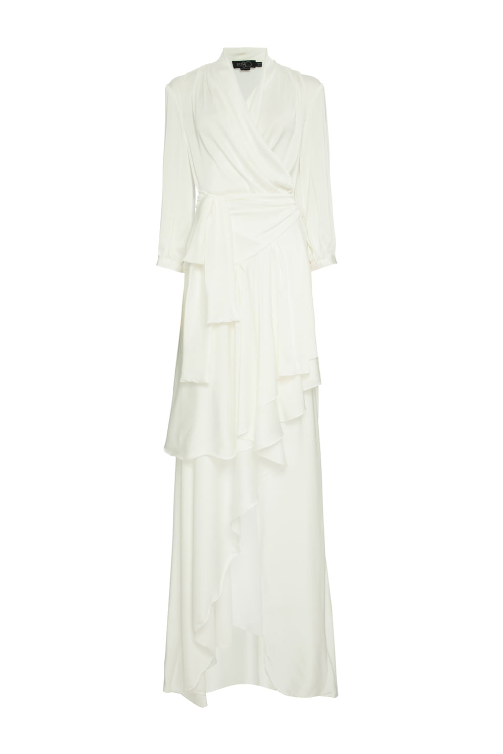 VESTIDO LONGO ASSIMÉTRICO CETIM STATEMENT OFF WHITE