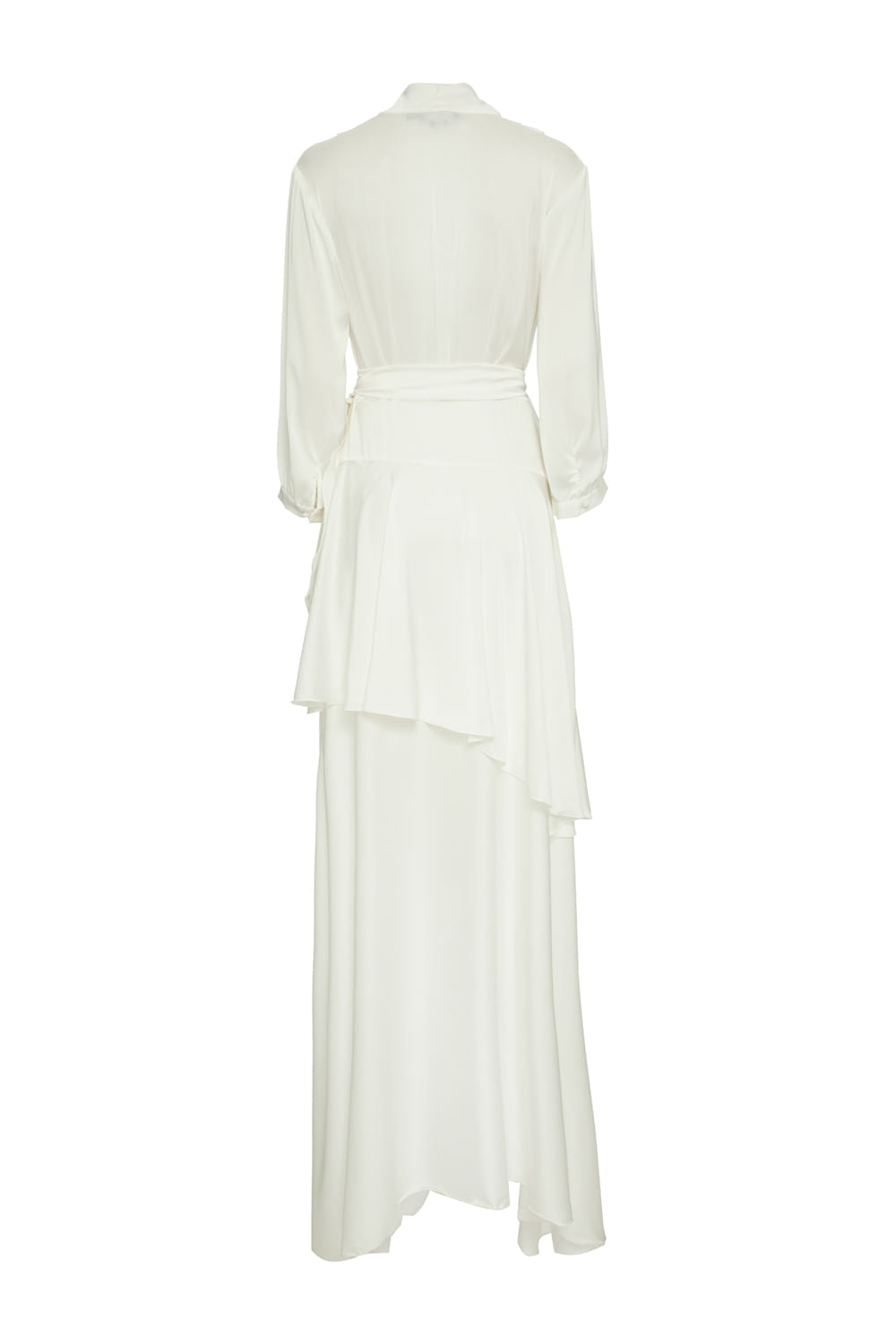 VESTIDO LONGO ASSIMÉTRICO CETIM STATEMENT OFF WHITE