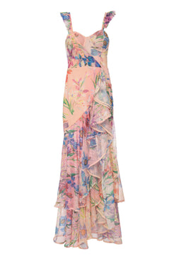 Vestido longo tela anastacia rosa