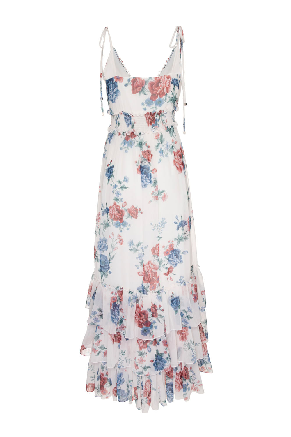 VESTIDO LONGO LASTEX FLORAL OLGA OFF WHITE