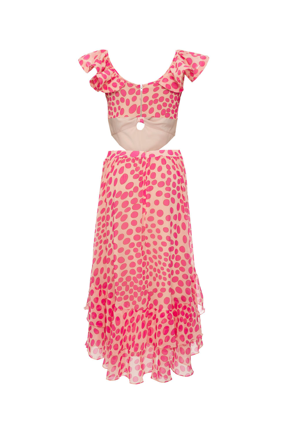 VESTIDO MÍDI RECORTES POÁ BOSSA ROSA