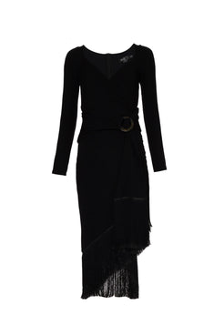 VESTIDO MÍDI ASSIMÉTRICO GEMINI PRETO