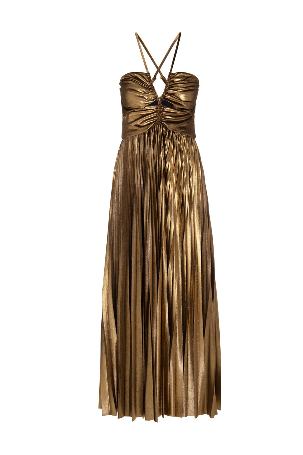 VESTIDO MÍDI GOLDEN VELVET DOURADO