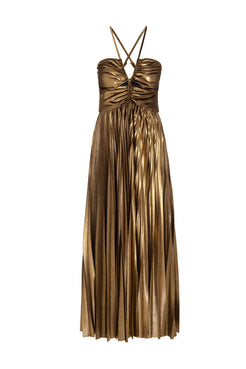 VESTIDO MÍDI GOLDEN VELVET DOURADO