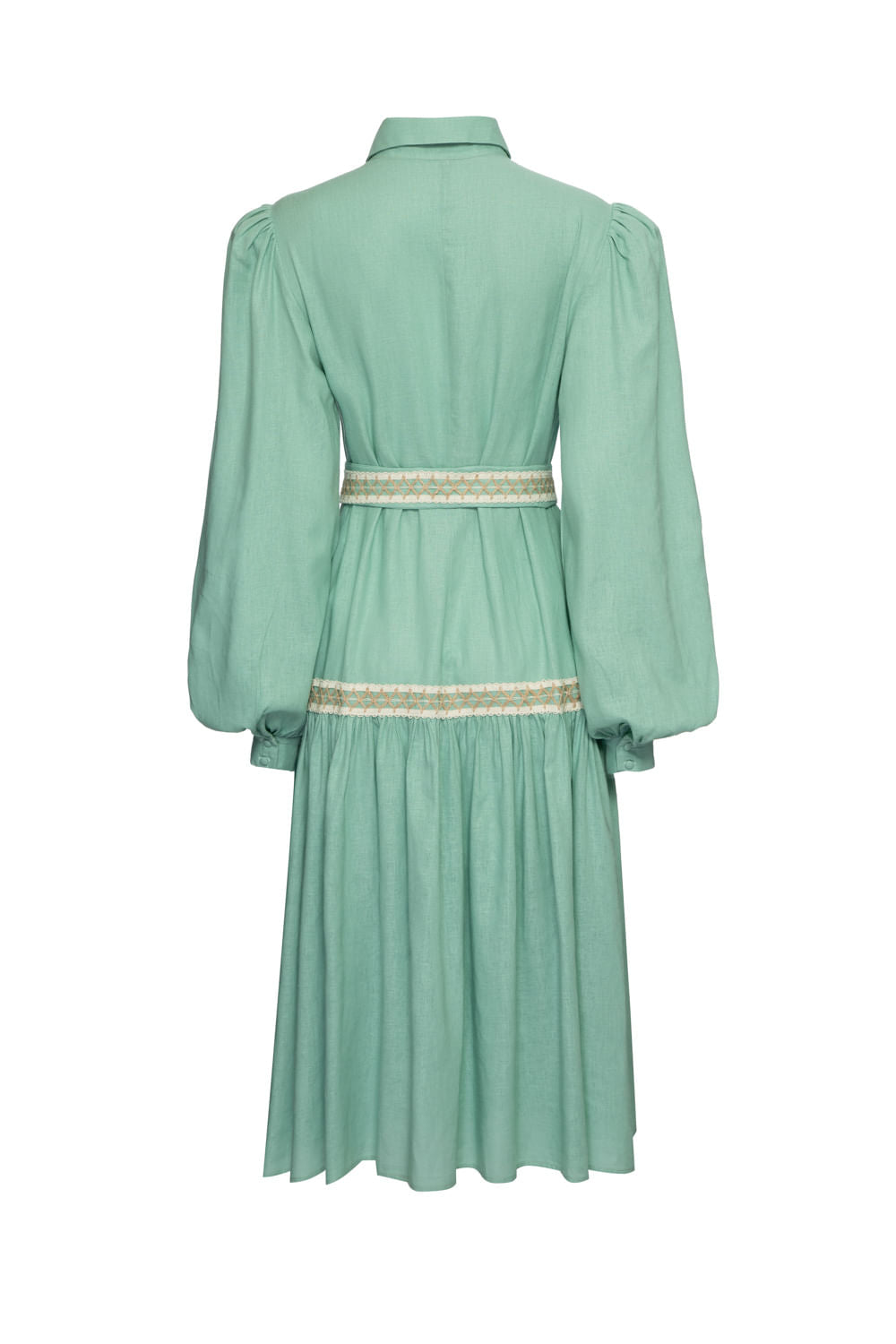 VESTIDO MÍDI LINHO ENTREMEIO VERDE
