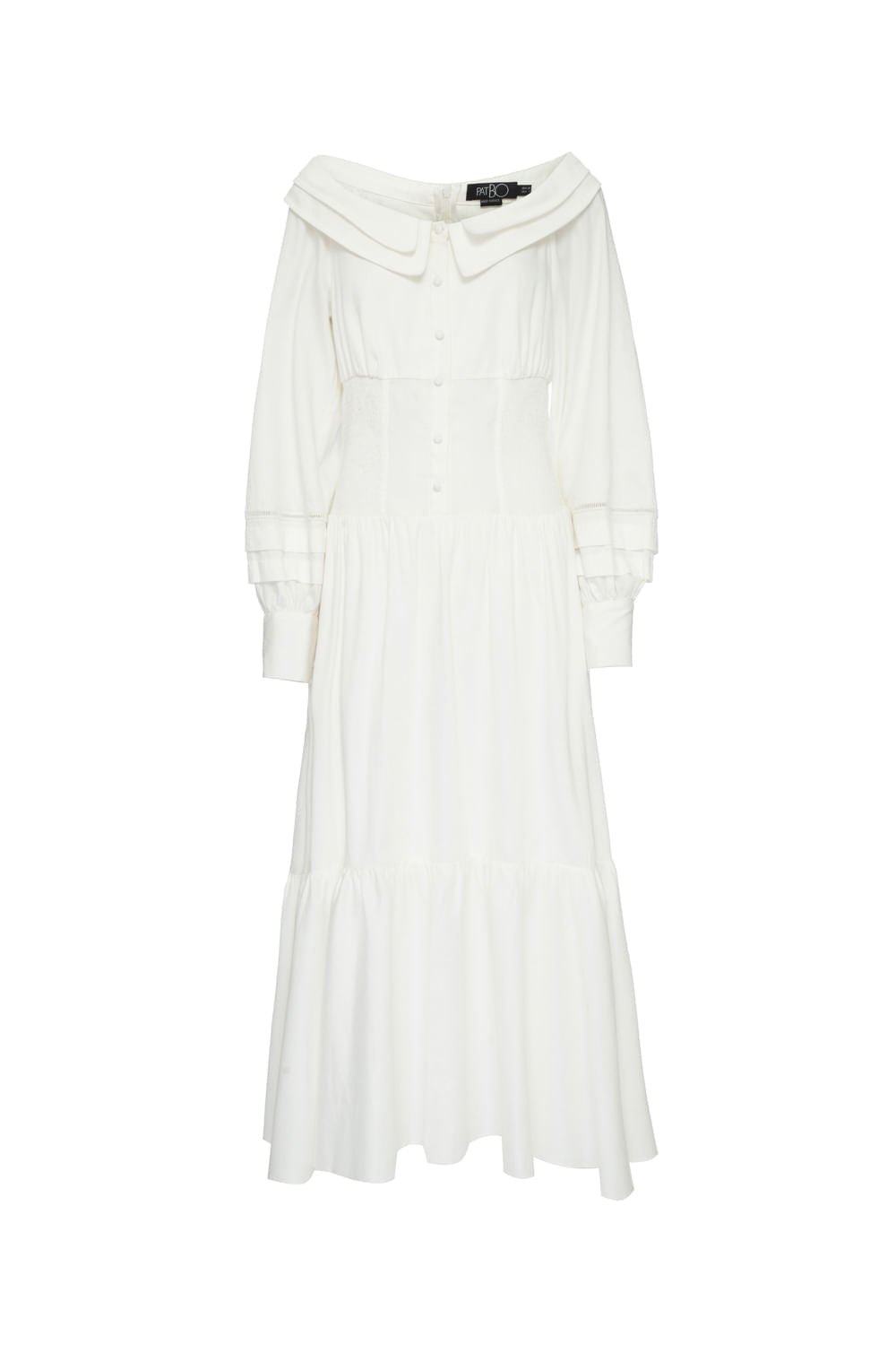 VESTIDO MÍDI OMBRO A OMBRO OFF WHITE