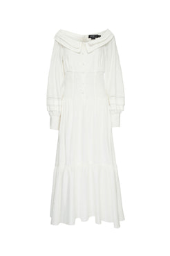 VESTIDO MÍDI OMBRO A OMBRO OFF WHITE