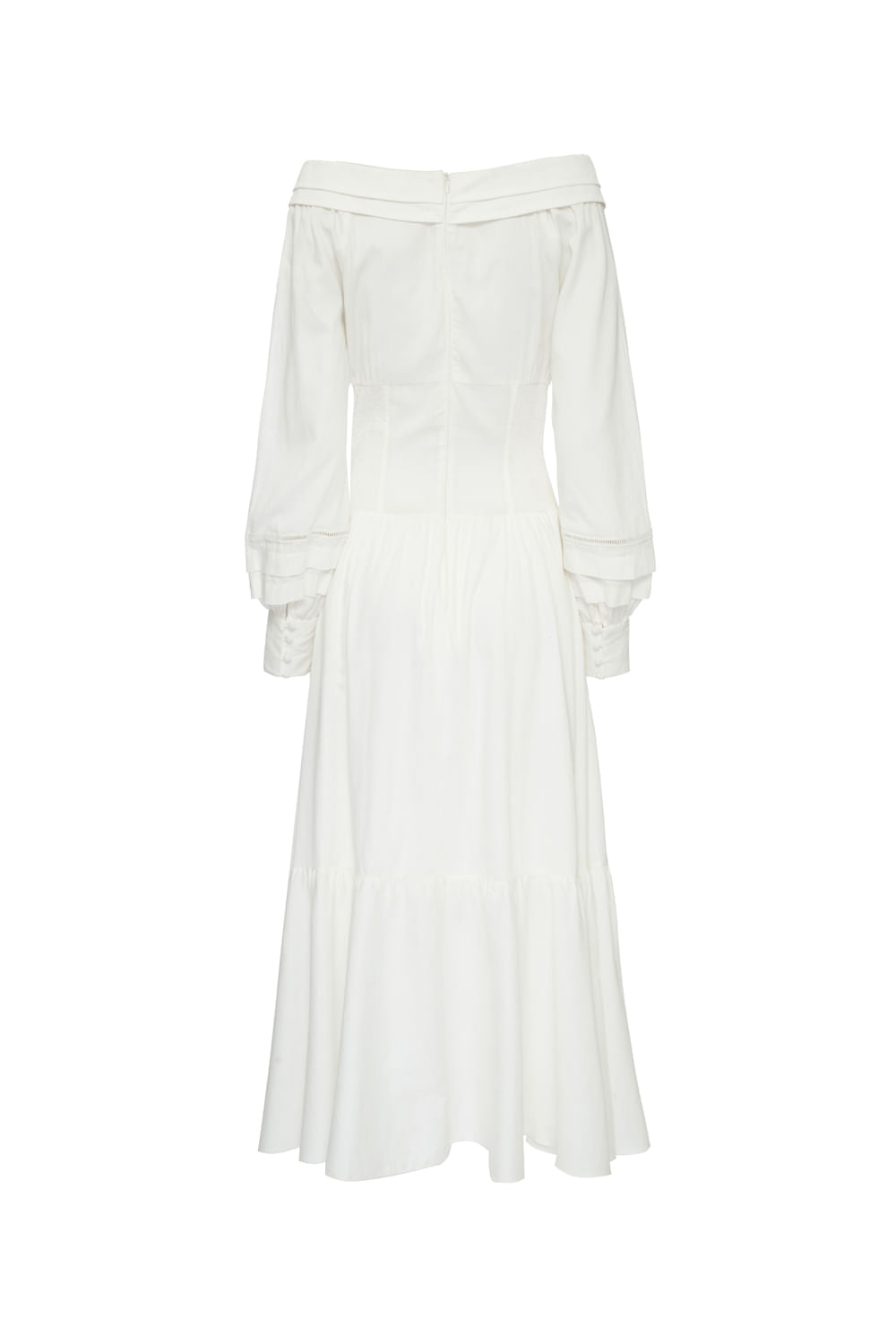 VESTIDO MÍDI OMBRO A OMBRO OFF WHITE