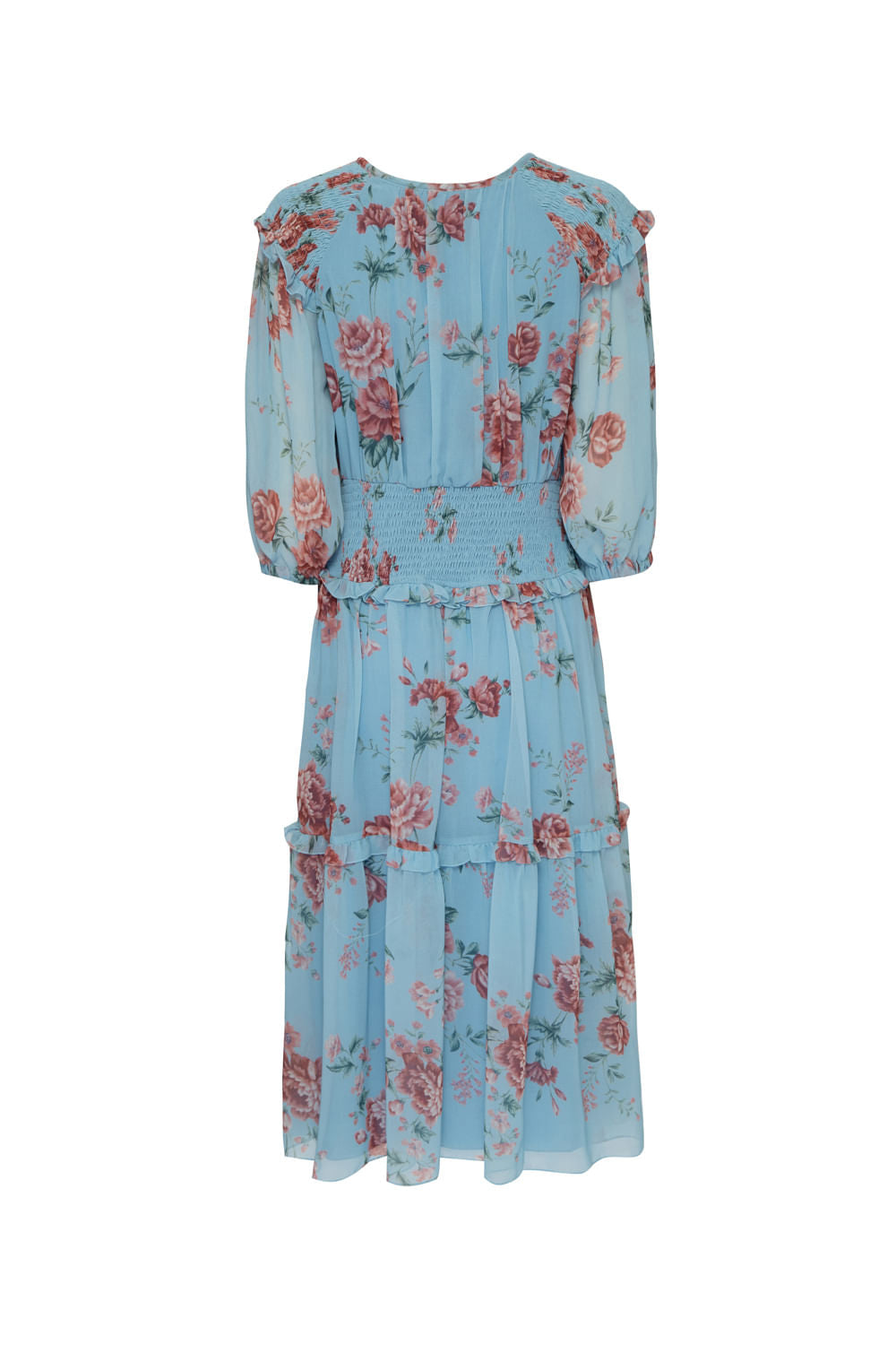 VESTIDO MÍDI FLORAL OLGA AZUL