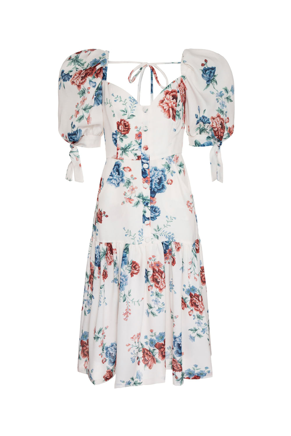 VESTIDO MÍDI BOTÕES FLORAL OLGA OFF WHITE