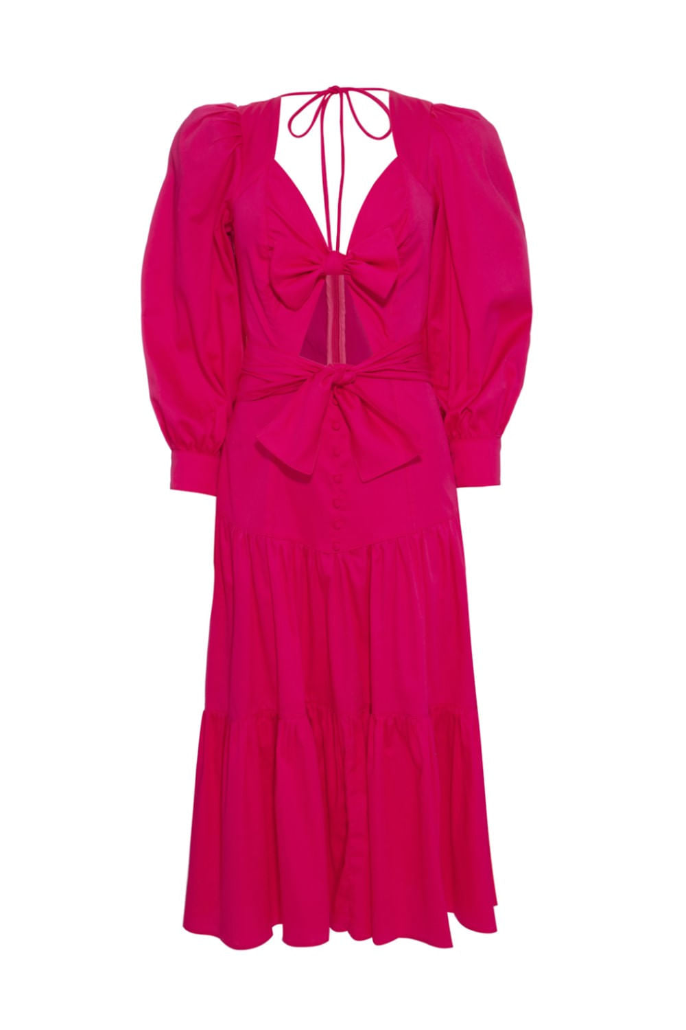 VESTIDO MÍDI AMARRAÇÕES TRICOLINE PINK