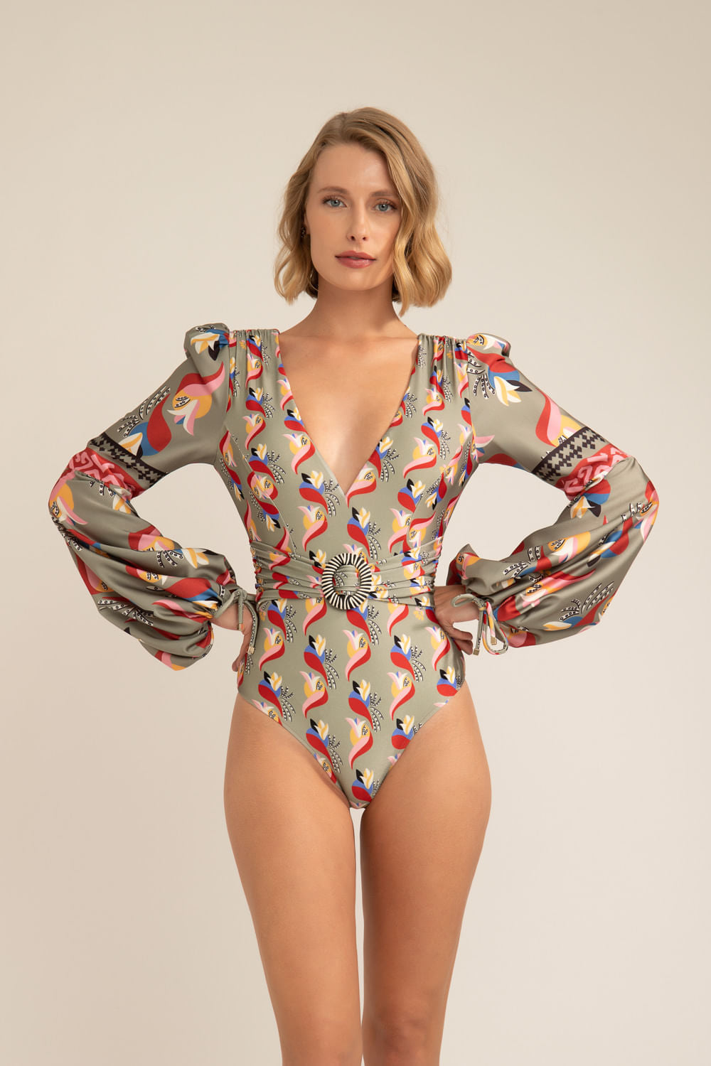 BODY MANGAS ZAYA RETRÔ VERDE