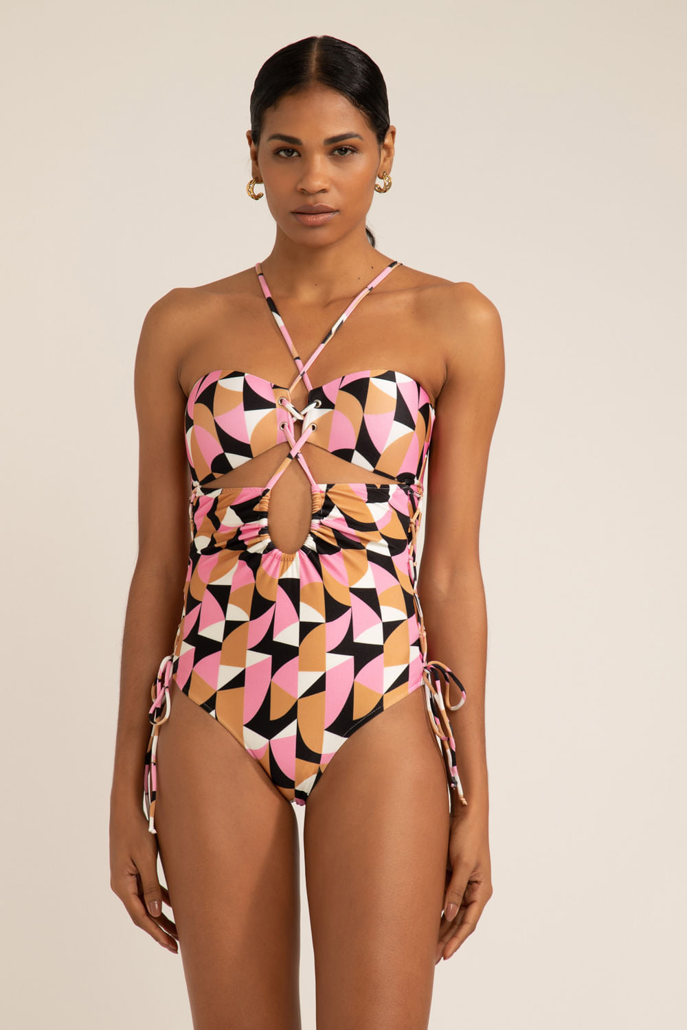 BODY DE BEACH TRANÇADO GEOMETRICO PLITKA ROSA