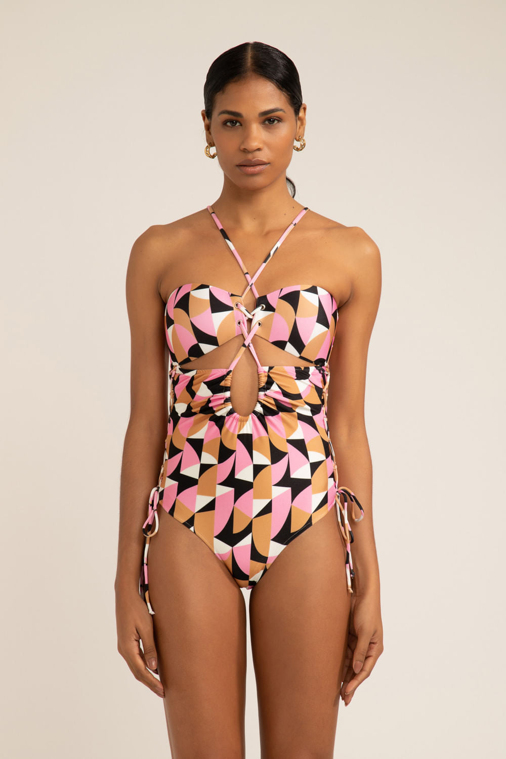 BODY DE BEACH TRANÇADO GEOMETRICO PLITKA ROSA
