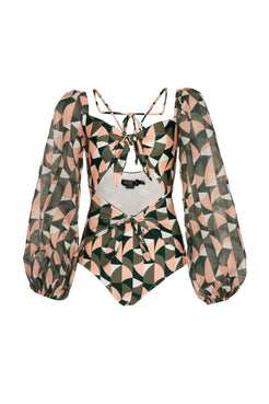 BODY DE BEACH GEOMETRICO PLITKA MANGA COMPRIDA VERDE