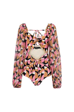 BODY DE BEACH GEOMETRICO PLITKA MANGA COMPRIDA ROSA