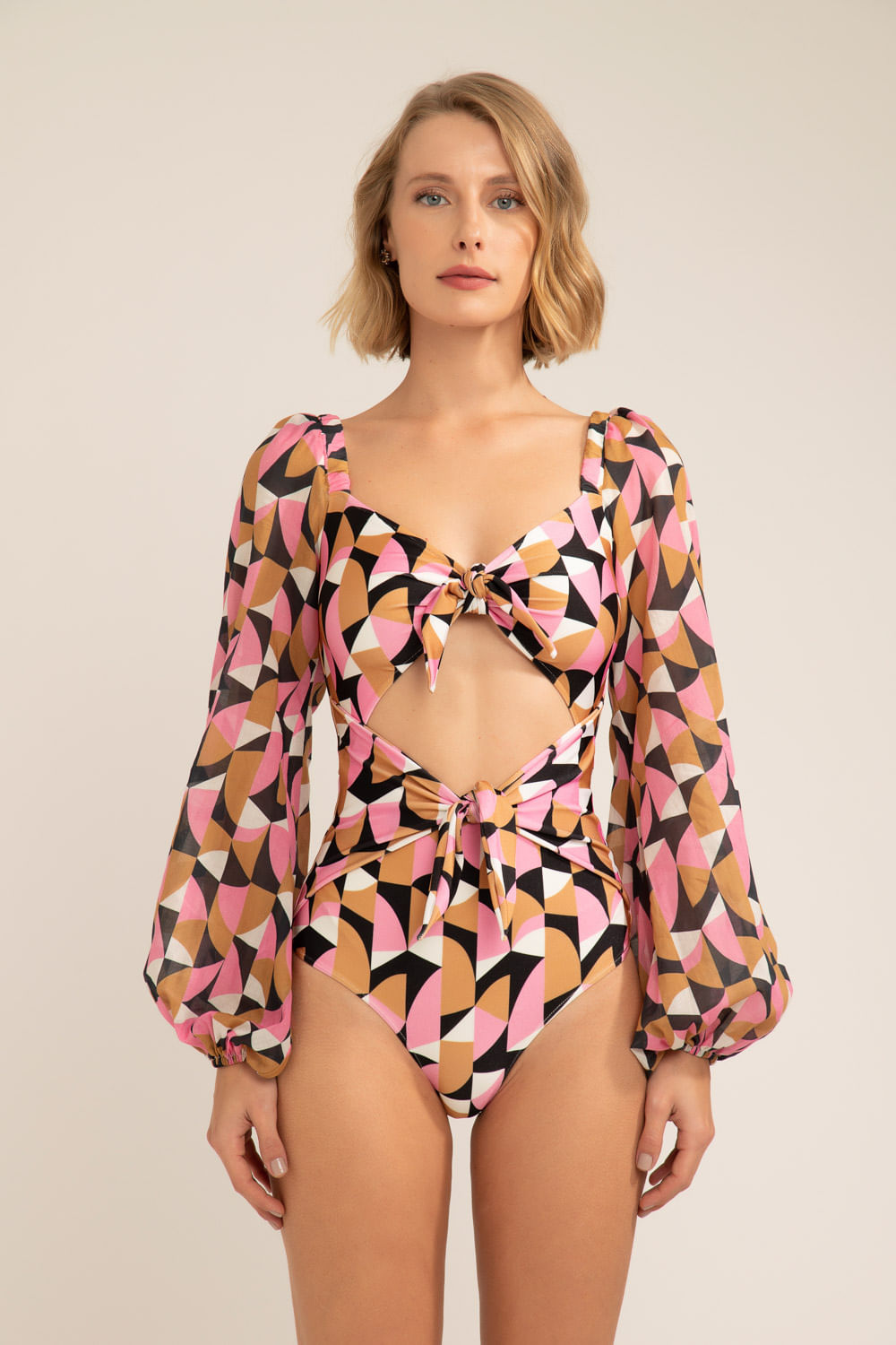 BODY DE BEACH GEOMETRICO PLITKA MANGA COMPRIDA ROSA