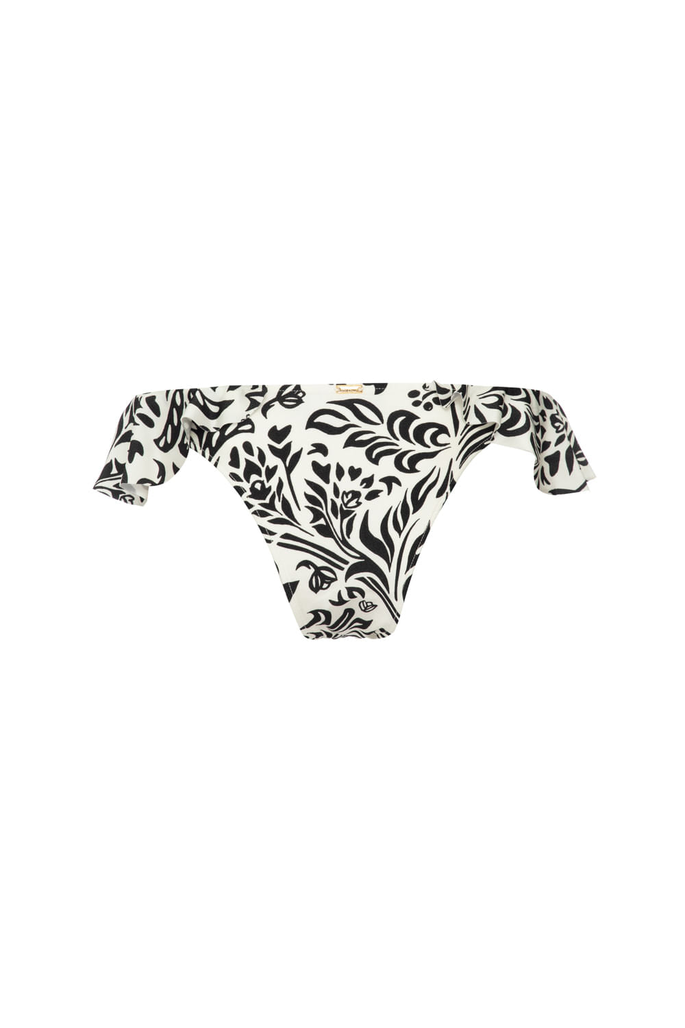 Calcinha biquíni babado tropical gráfico off white