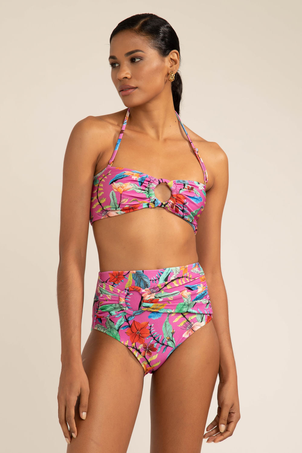 TOP DE LYCRA ZAMIA COM ARGOLA ROSA