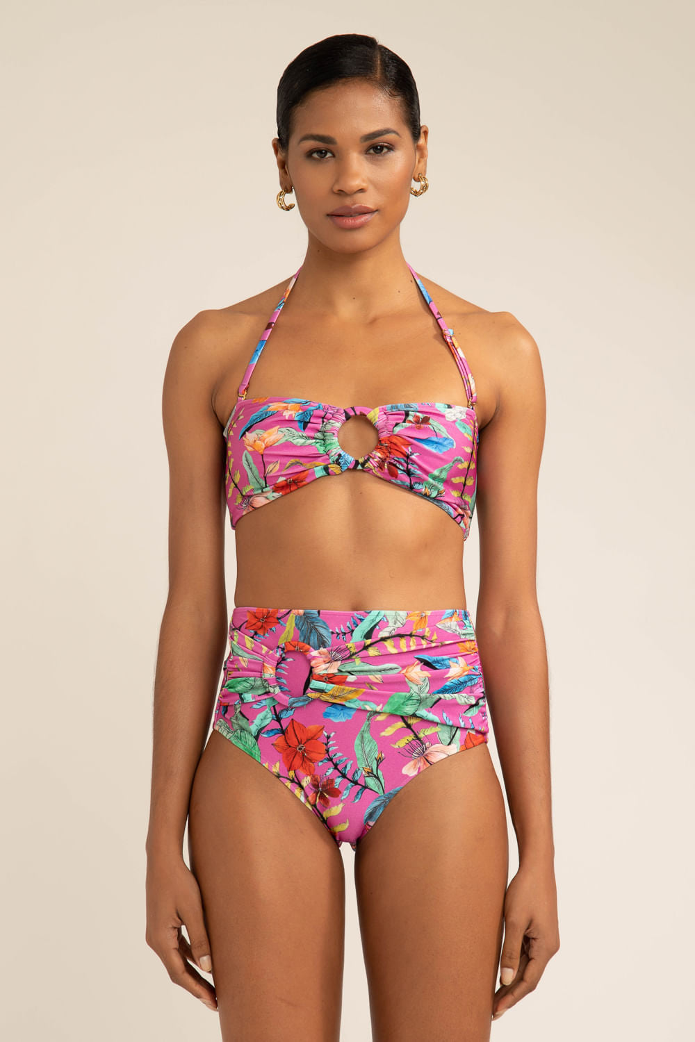 TOP DE LYCRA ZAMIA COM ARGOLA ROSA