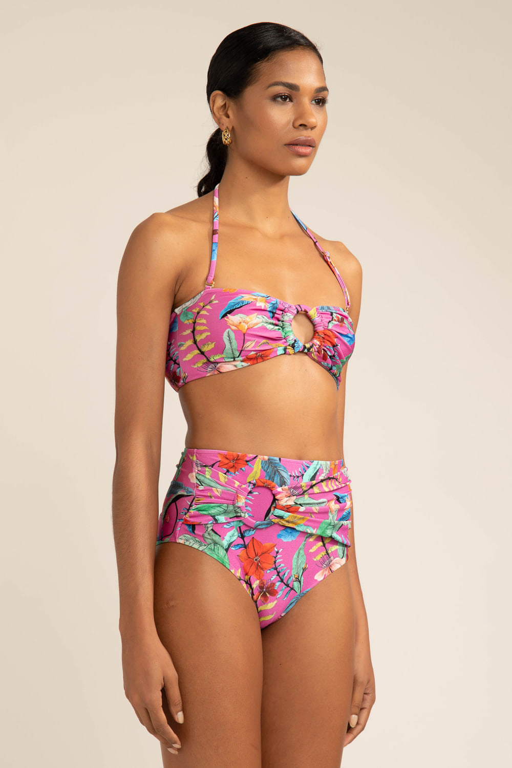 TOP DE LYCRA ZAMIA COM ARGOLA ROSA