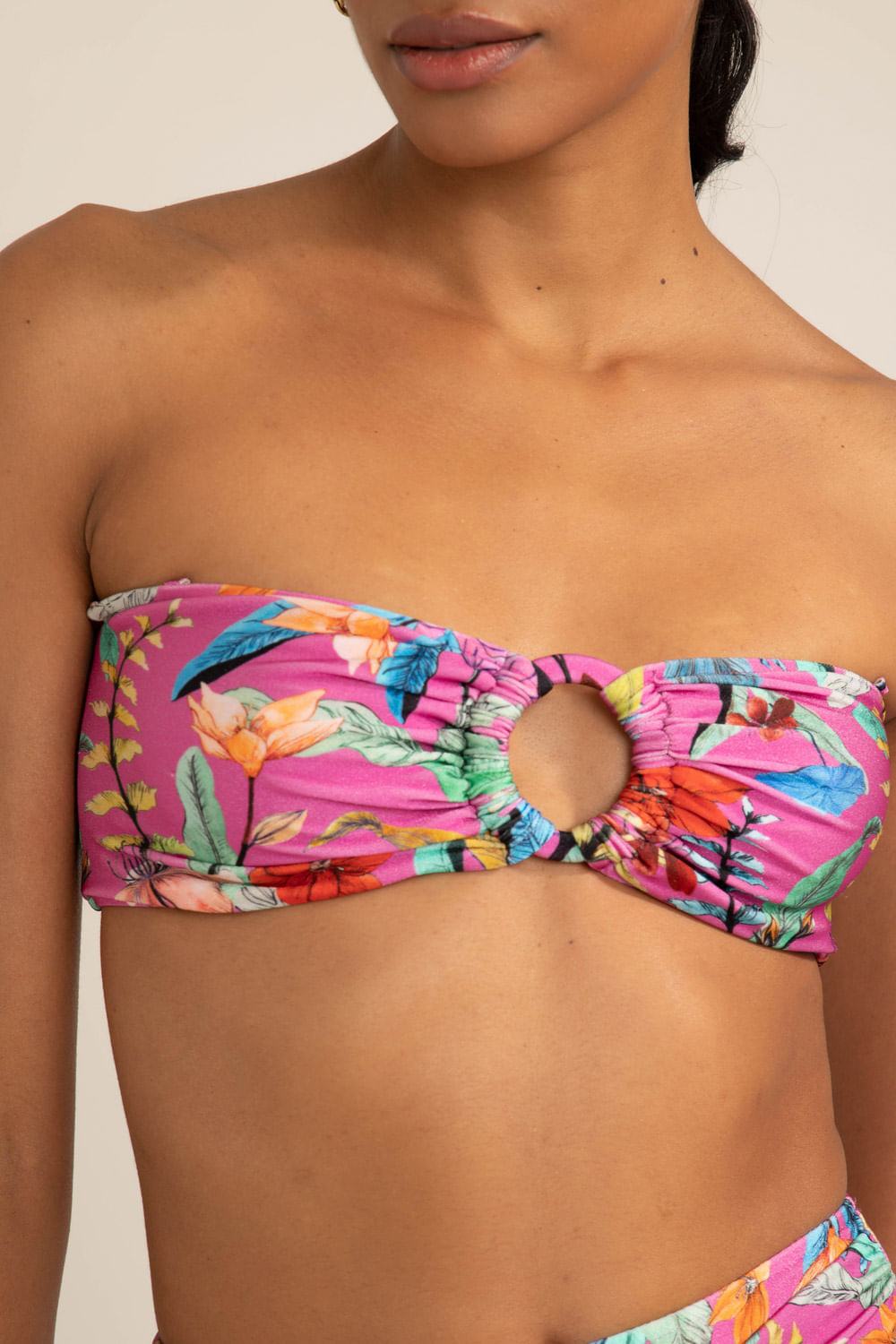 TOP DE LYCRA ZAMIA COM ARGOLA ROSA