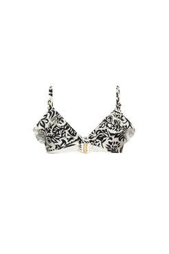 Top biquíni alcinha tropical gráfico off white