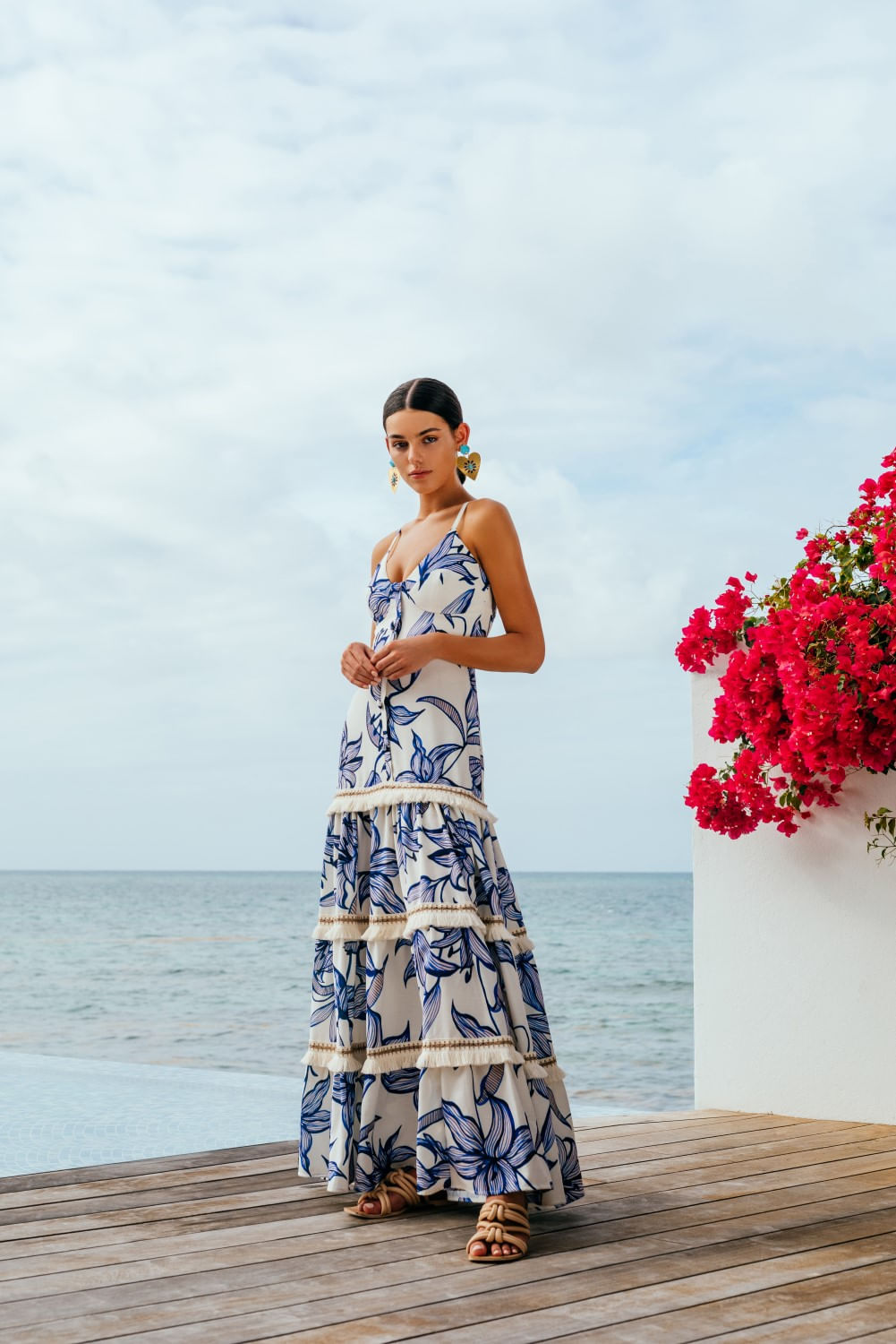 Vestido longo entremeio stargazer off white
