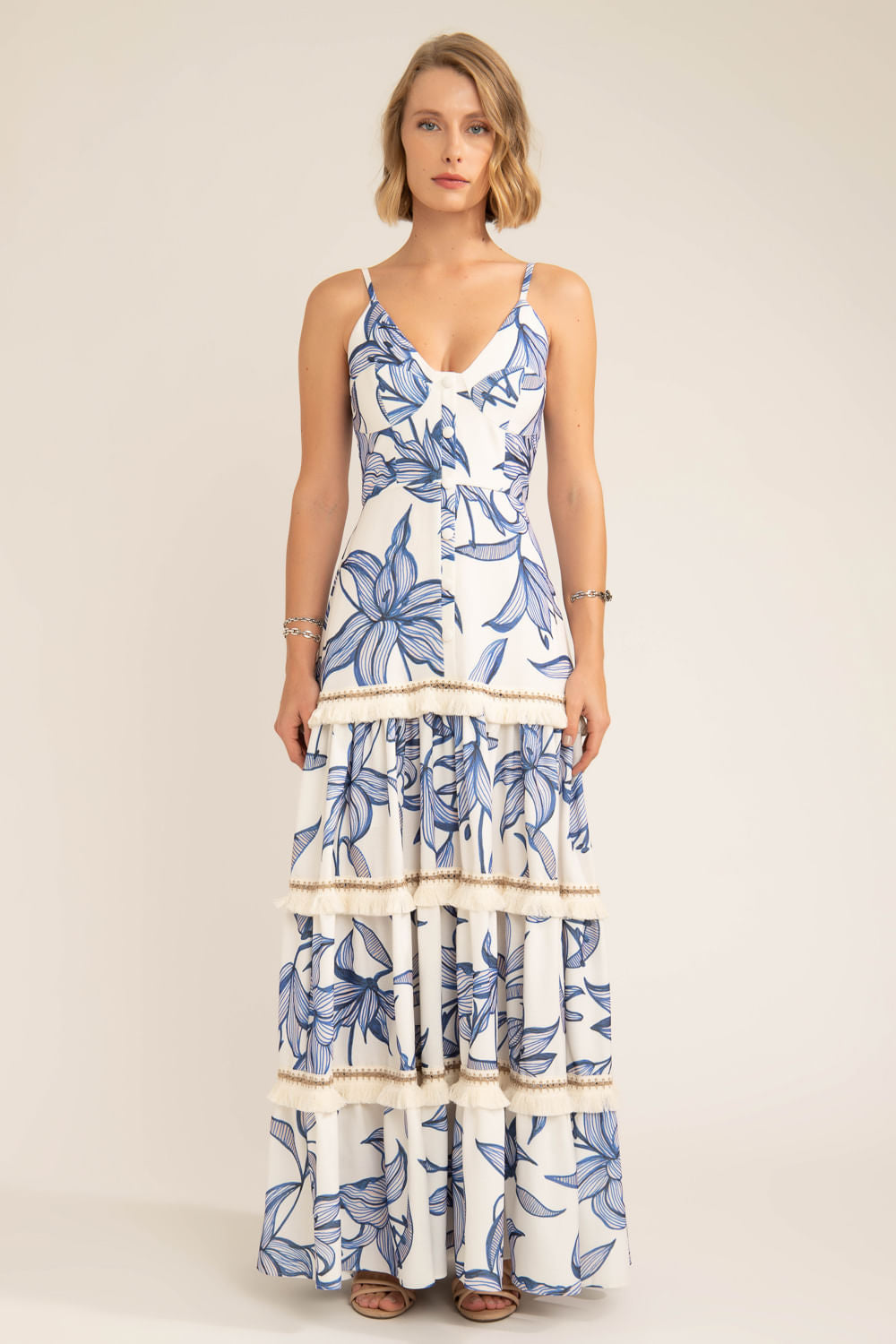 Vestido longo entremeio stargazer off white