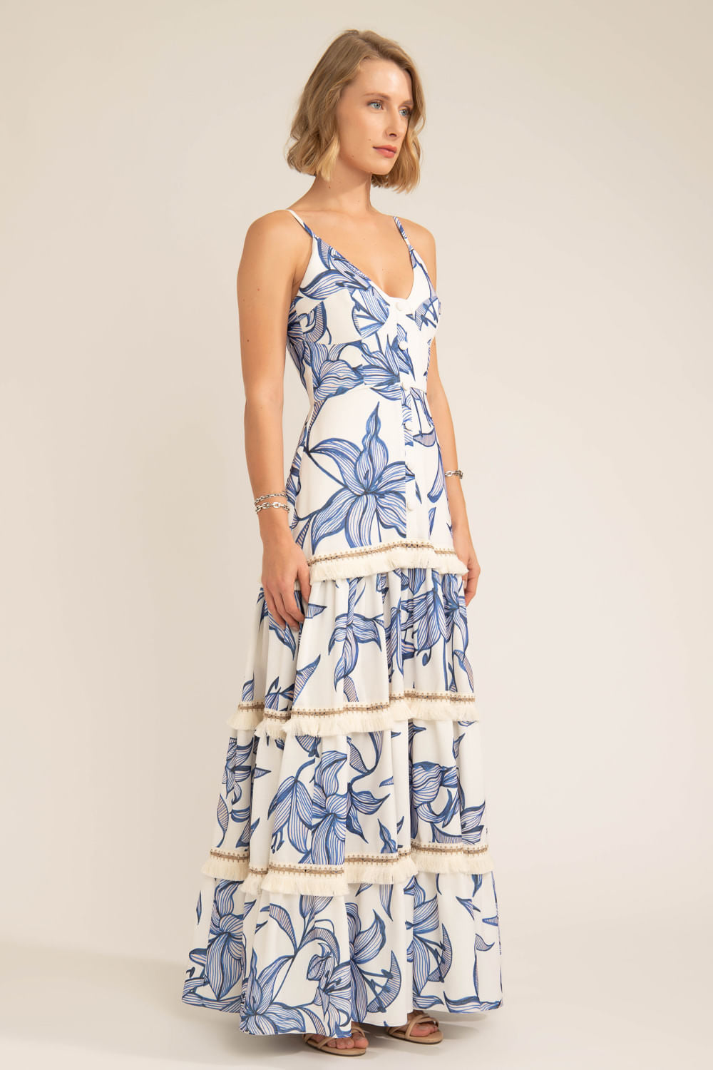 Vestido longo entremeio stargazer off white
