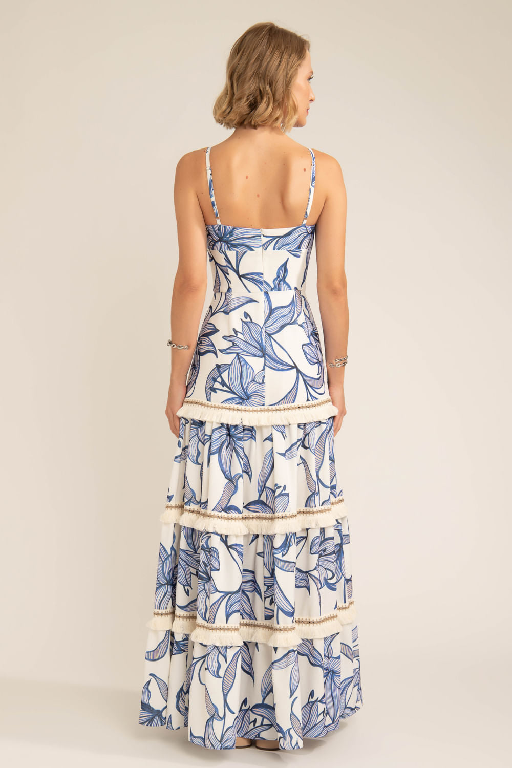Vestido longo entremeio stargazer off white