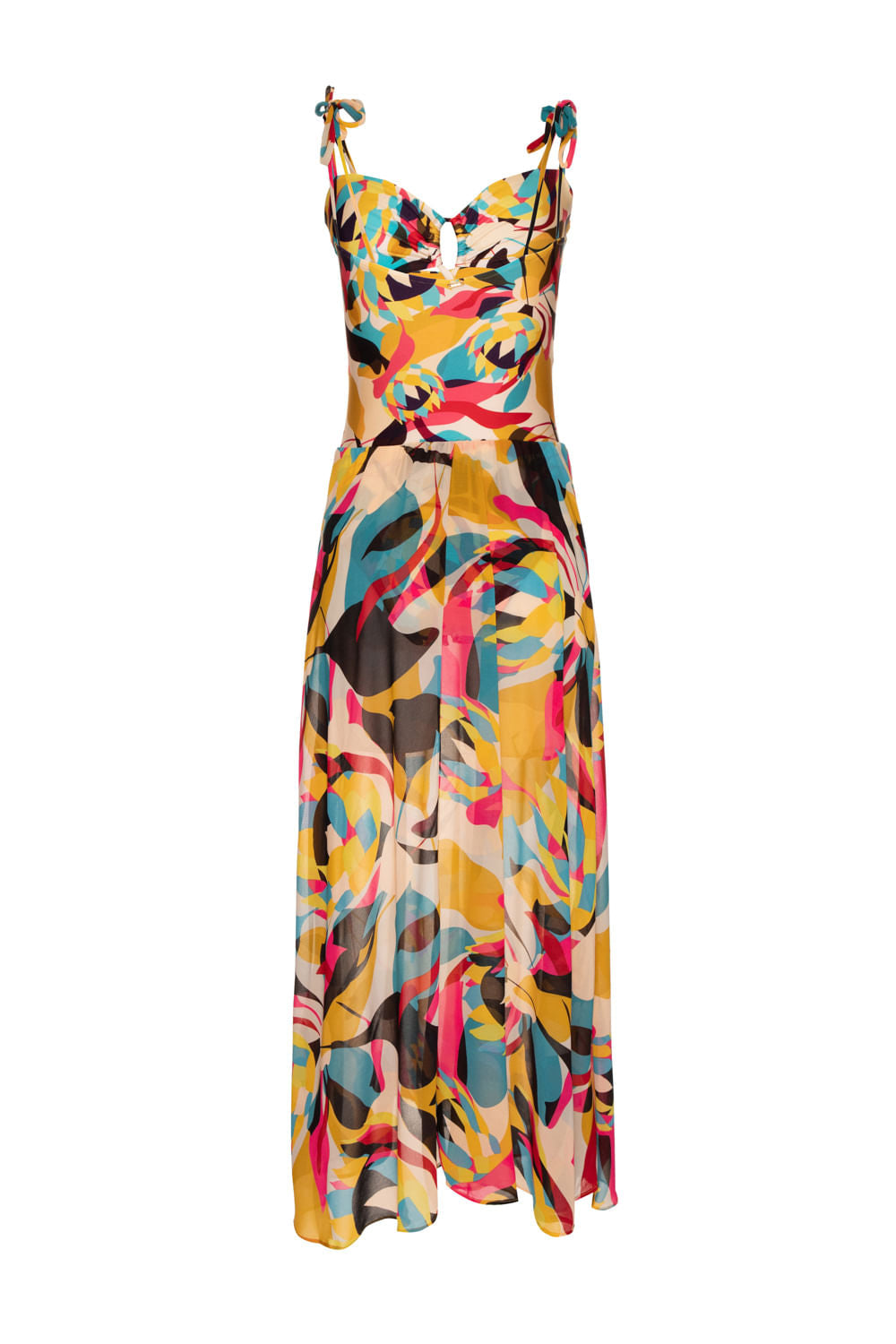 VESTIDO LONGO TRANÇADO PROTEA AMARELO