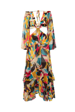 Vestido longo argola protea amarelo