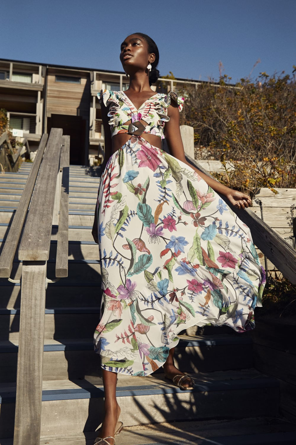 VESTIDO LONGO BABADO ZAMIA OFF WHITE