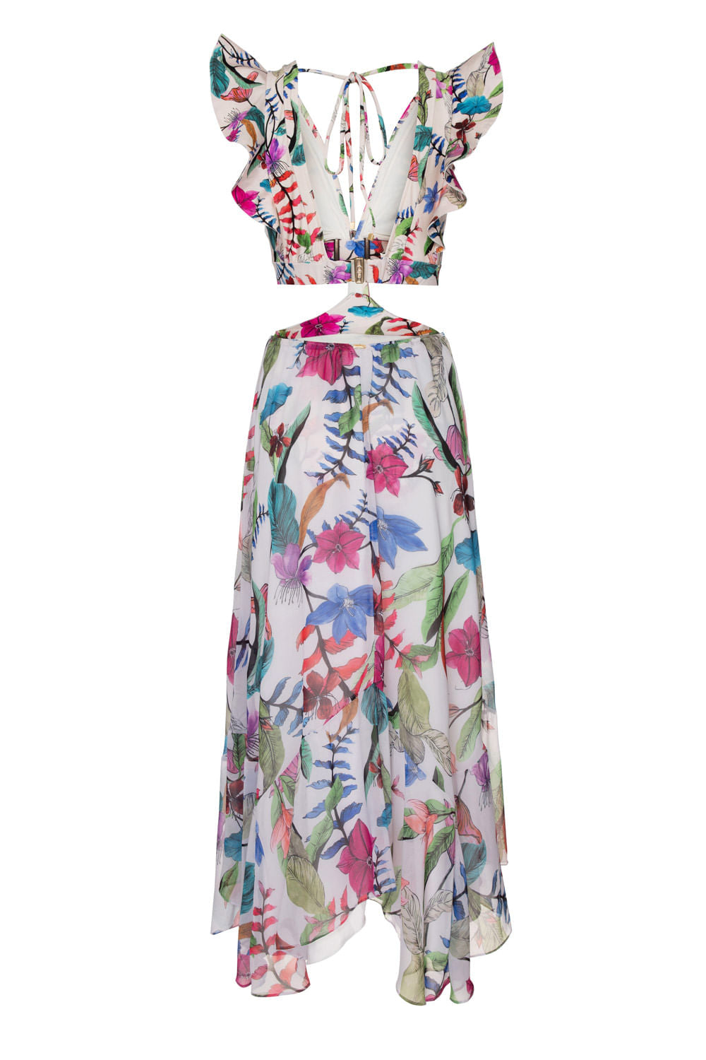 VESTIDO LONGO BABADO ZAMIA OFF WHITE